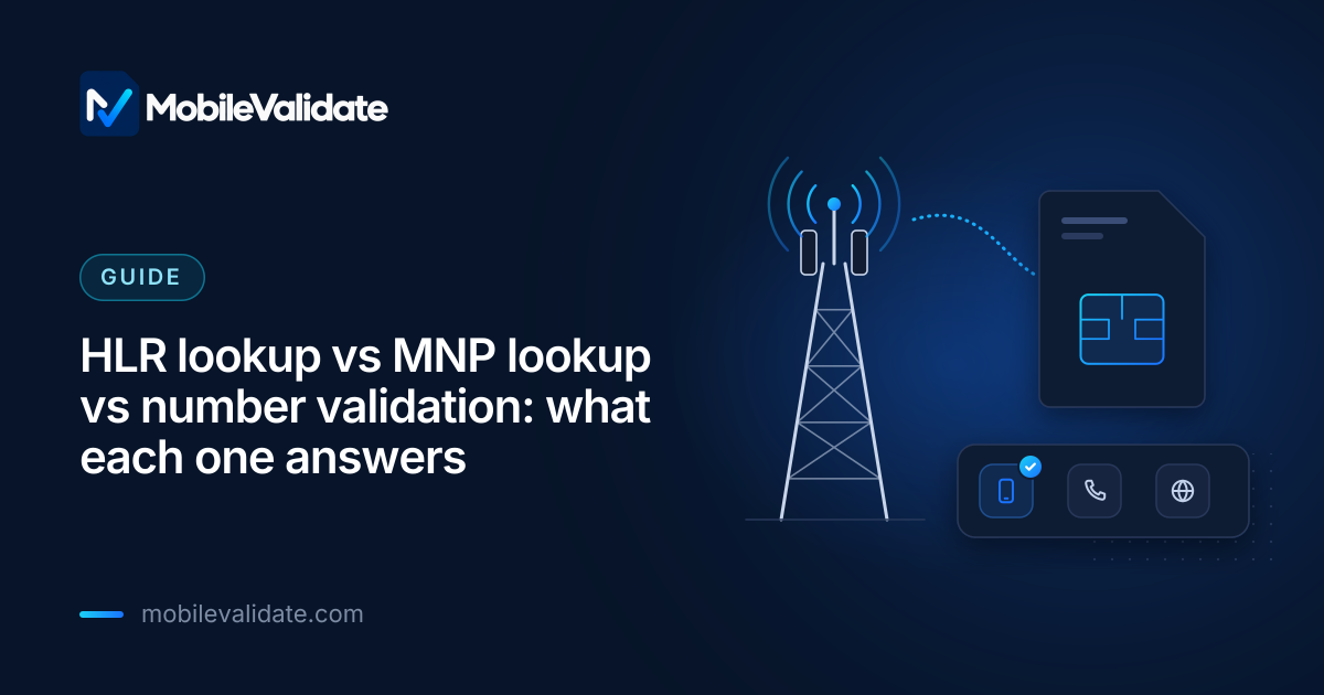 Cover: HLR lookup vs MNP lookup vs number validation: what each one answers